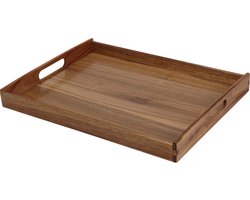 Excellent Houseware dienblad van bamboe hout - 40 x 30 x 5 cm - bruin - Hoge opstaande rand - voor glazen en kopjes