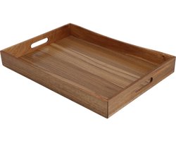 Excellent Houseware dienblad van bamboe hout - 50 x 35 x 6 cm - bruin - Hoge opstaande rand - voor glazen en kopjes