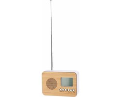 Excellent Houseware Digitale wekker - naturel/wit - kunststof - 14 x 6 x 10 cm - alarm klok