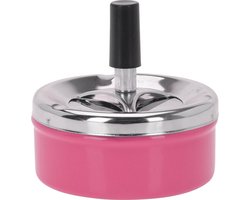 Excellent Houseware Draaiasbak/drukasbak - rond metaal - 10 cm - roze
