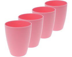 Excellent Houseware drinkbekers van onbreekbaar kunststof - 10x - 340 ml - roze - kinderen - Limonade bekers - Campingservies - picknickservies