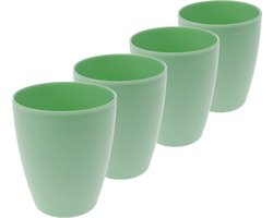 Excellent Houseware drinkbekers van onbreekbaar kunststof - 4x - 340 ml - groen - kinderen - Limonade bekers - Campingservies - picknickservies