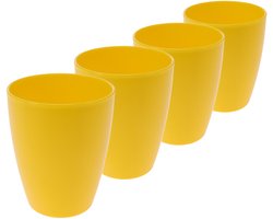 Excellent Houseware drinkbekers van onbreekbaar kunststof - 8x - 340 ml - geel - kinderen - Limonade bekers - Campingservies - picknickservies