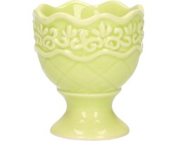 Excellent Houseware Eierdop - 1x - porselein - pastel groen - 5,5 x 6,5 cm