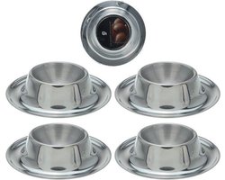 Excellent Houseware - Eierdopjes set van 4 stuks Ø 8.5cm - RVS Metaal