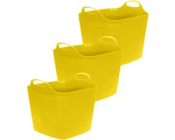 Excellent Houseware Flexibele emmer - 3x - geel - 15 liter - kunststof - vierkant - 30 x 29 cm