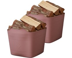 Excellent houseware flexibele kuip / emmer - 2x - roze - 25 l - kunststof - 40 x 35 cm - met handvatten