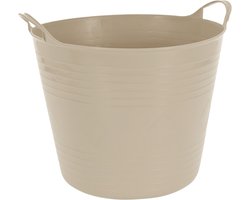 Excellent houseware flexibele wasmand - beige - 27 liter - kunststof - 42 x 40 x 35 cm