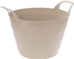 Excellent Houseware Flexibele wasmand - beige - 30 liter - kunststof - 54 x 37 cm - met handvatten