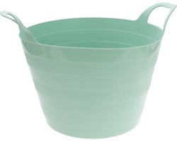 Excellent Houseware Flexibele wasmand - mintgroen - 30 liter - kunststof - 54 x 37 cm - met handvatten