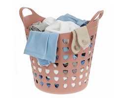Excellent Houseware Flexibele wasmand - oud roze - 26 liter - kunststof - 40 x 41 cm