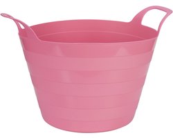 Excellent Houseware Flexibele wasmand - roze - 30 liter - kunststof - 54 x 37 cm - met handvatten