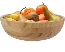 Excellent Houseware Fruitschaal - bamboe hout - D26 x H8 cm - fruitmand