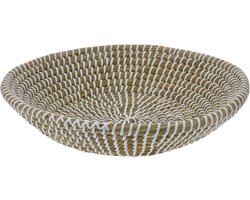 Excellent Houseware Fruitschaal Rattan - gevlochten riet - D30 x H6 cm - naturel - rond - opberg mandjes