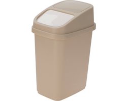 Excellent Houseware GFT aanrecht afvalbakje - beige - 10L - afsluitbaar - 18 x 27 x 31 cm - klepje - afval scheiden