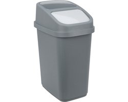 Excellent Houseware GFT aanrecht afvalbakje - donkergrijs - 10L - afsluitbaar - 18 x 27 x 31 cm - klepje - afval scheiden
