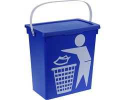 Excellent Houseware Gft afvalbakje voor aanrecht - 12L - blauw - afsluitbaar - compostbakje