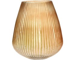 Excellent Houseware glazen vaas / bloemen vazen - amber goud - 25 x 37 cm