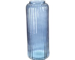 Excellent Houseware glazen vaas / bloemen vazen - blauw - 15 x 37 cm