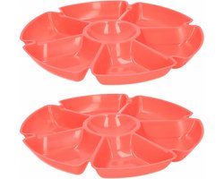 Excellent Houseware Hapjes/chips serveerschaal - set 2x - oranje - 29 cm - Serveerschalen/dienbladen