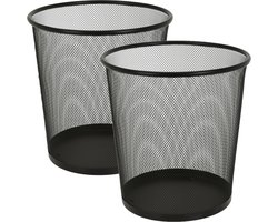 Excellent Houseware Kantoor prullenbak - 2st - 19 L - metaal - zwart