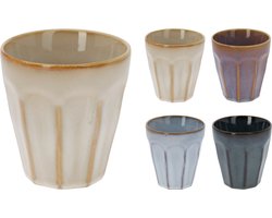 Excellent Houseware Keine luxe gekleurde porseleinen koffiekopjes - set 4x stuks - 250 ml - Lungo bekers