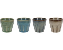 Excellent Houseware Keine luxe gekleurde porseleinen koffiekopjes - set 4x stuks - 90 ml - Espresso bekers