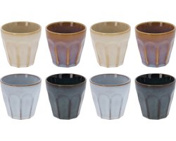 Excellent Houseware Keine luxe gekleurde porseleinen koffiekopjes - set 8x stuks - 90 ml - Espresso bekers
