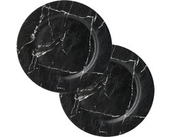 Excellent Houseware kerstdiner onderborden -16x- 33 cm -kunststof -zwart marmer