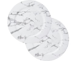Excellent Houseware kerstdiner onderborden -2x - 33 cm -kunststof -wit marmer