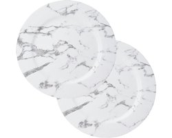 Excellent Houseware kerstdiner onderborden -6x - 33 cm -kunststof - wit marmer