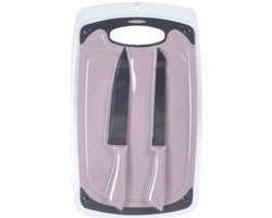 Excellent Houseware Keuken messen set - met snijplank - roze - koken - kunststof en metaal