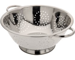 Excellent Houseware Keuken vergiet/zeef - op voet - RVS - 24 x 10 cm