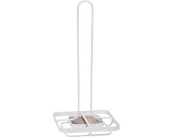 Excellent Houseware Keukenrolhouder - staand - metaal - wit - D13 x H30 cm