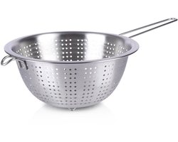 Excellent Houseware Keukenzeef - zilver - RVS - 21 cm - vergiet met steel