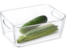 Excellent houseware Koelkast/keuken organizer mand/bak - transparant - kunststof - L30 x B21 x H13 cm - groente lade - 7 liter