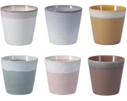 Excellent Houseware Koffie / thee mok Clay - 6x stuks - aardetinten - 225 ml - mokken - keramiek