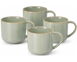 Excellent Houseware Koffie / thee mok Morning Dew - 4x stuks - lichtgroen - 330 ml - mokken - keramiek
