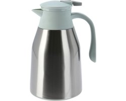 Excellent Houseware Koffiekan thermoskan - 1L - dubbelwandig - kunststof - groen - D14,5 x H26 cm