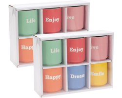 Excellent Houseware Koffiemokken - 12x stuks - 180 ml - mix kleuren - porselein - espresso glazen
