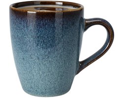 Excellent Houseware Koffiemokken Pompei - 1x stuks - Keramiek - blauw - 350 ml - 9 x 11 cm - old stone look