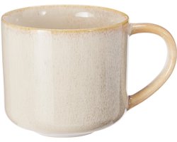 Excellent Houseware Koffiemok/theemok - set 4x - Rustic - beige - 330 ml - mokken - keramiek