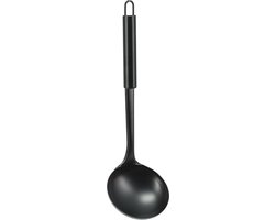 Excellent Houseware Kook/keuken gerei - soeplepel - zwart - RVS - 30 cm