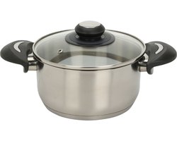 Excellent Houseware Kookpan met deksel - RVS/glas - 1.8L - D18 x H9.5 cm - alle warmtebronnen