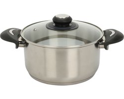 Excellent Houseware Kookpan met deksel - RVS/glas - 2.7L - D20 x H10.5 cm - alle warmtebronnen