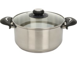 Excellent Houseware Kookpan met deksel - RVS/glas - 3.5L - D22 x H11.5 cm - alle warmtebronnen