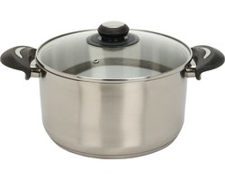 Excellent Houseware Kookpan met deksel - RVS/glas - 5.4L - D24 x H13.5 cm - alle warmtebronnen