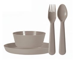 Excellent Houseware Kunststof kinderservies set - 24-delig - taupe - Campingservies / picknickservies - peuters