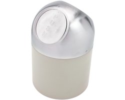 Excellent Houseware Mini prullenbakje - creme wit/zilver - rvs - met klepdeksel - keuken aanrecht/tafel model - 1.3 Liter - 12 x 17 cm