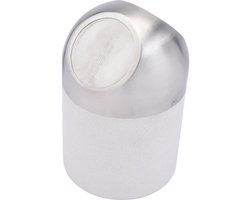 Excellent Houseware Mini prullenbakje - wit/zilver - rvs - met klepdeksel - keuken aanrecht/tafel model - 1.3 Liter - 12 x 17 cm